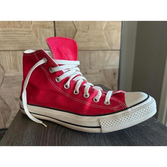 Converse Chuck Taylor Red High Top Sneaker Mens 9 Womens 11 - Picture 2 of 8